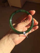 Load image into Gallery viewer, 60mm certified 100% Natural dark green/black round cut nephrite (碧玉) bangle HN68-0135
