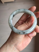 Load image into Gallery viewer, 56mm certificated Type A 100% Natural icy watery light green/white with dark green floating flowers chinese ink painting Jadeite Jade bangle PB124-7427
