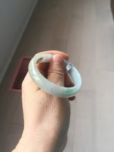 Load image into Gallery viewer, 50.5mm Certified Type A 100% Natural sunny green/white Oval Jadeite Jade bangle F115-0086
