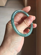 Load image into Gallery viewer, 54mm Type A 100% Natural Light Green/Gray/Black/Purple/Brown “Reed Flowers &amp; Snow” Guatemala Slim Round Cut Jadeite Bangle PJ126-1420
