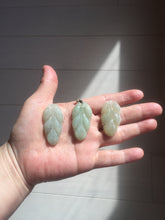 Load image into Gallery viewer, 100% natural icy watery clear green white type A jadeite jade leaf pendant group E54
