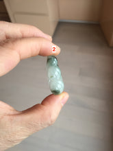 Load image into Gallery viewer, Type A 100% Natural icy watery white/green with green floating flowers Four Seasons Fortune Beans jadeite jade group AU79
