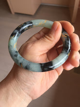 Load image into Gallery viewer, 58mm 100% Natural type A icy watery green dark carved flowers golden-painted round cut Jadeite Jade bangle PH76-5856
