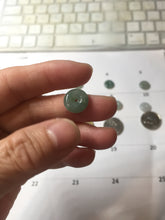 Load image into Gallery viewer, 11.5mm Type A 100% Natural icy watery oily dark green gray black(油青)  Jadeite Jade Safety Guardian Button donuts Pendant group PC222 add on item
