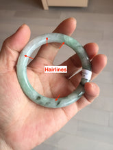 Load image into Gallery viewer, 55.2mm certified 100% natural Type A light green with green floating flowers round cut jadeite jade bangle BS109-2524
