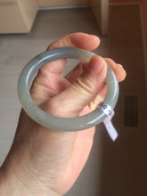 Load image into Gallery viewer, 52.8mm certified 100% Natural icy watery light gray black smoky purple(烟紫) nephrite bangle HN119-0101

