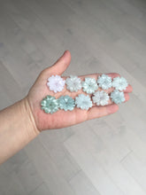 Load image into Gallery viewer, Type A 100% Natural light green/white/purple jadeite Jade flower Pendant PB47

