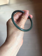 Load image into Gallery viewer, 59.8mm Certified Type A 100% Natural dark green/blue/gray Guatemala slim round cut Jadeite bangle PD174-2486
