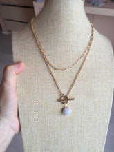 Load image into Gallery viewer, 100% natural Type A Double Layer Gold-Tone O-T toggle Necklace with white light purple gray Jadeite Pendant PF70
