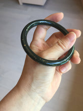 Load image into Gallery viewer, 60.5mm 100% Natural dark green/black meteorite Stellar Night sky slim round cut nephrite bangle HT117-0757
