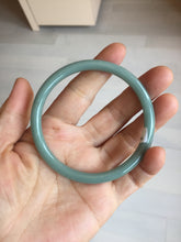 Load image into Gallery viewer, 59mm Certified Type A 100% Natural Light Blue Green Gray Ru Kiln Sky Celadon Blue (汝窑天青蓝) Guatemala Jadeite Jade Slim Round Bangle BS160-8651
