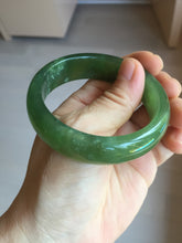 Load image into Gallery viewer, 54mm 100% Natural icy watery blue/black/gray Xiu Jade Serpentine bangle XY126
