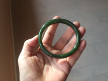 Load image into Gallery viewer, 59.2mm certified 100% Natural dark green/black nephrite (碧玉)  bangle HN24-9139
