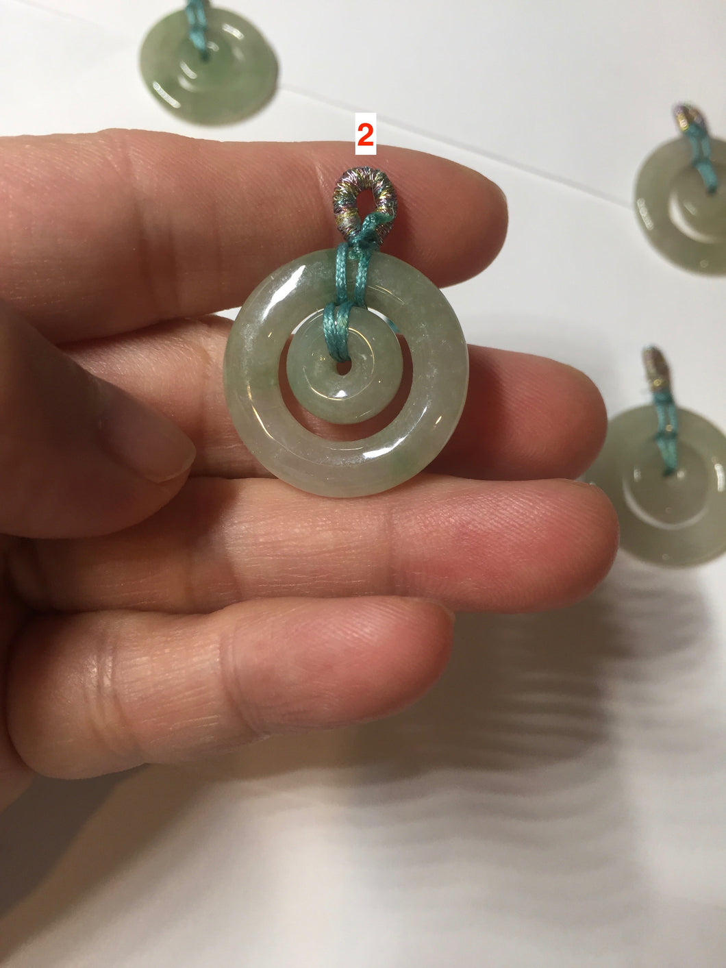 24.8mm Type A 100% Natural oily light green/gray Jadeite Jade concentric circle safety Guardian ring Pendant (子母扣,同心环) AY96