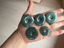 Load image into Gallery viewer, 27-33mm Type A 100% Natural dark green blue Guatemala Jadeite Safety Guardian Button donuts pendant BP179
