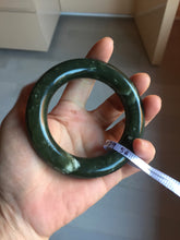 Load image into Gallery viewer, 56mm certified 100% Natural dark green/black Ocean Waves chubby round cut nephrite bangle HF138-0879
