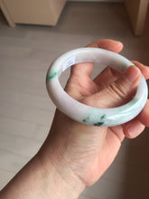 Load image into Gallery viewer, 60.5mm certified type A 100% Natural sunny green/purple chubby Jadeite jade bangle PH188-1255

