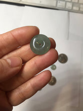 Load image into Gallery viewer, 12-17.5mm Type A 100% Natural oily dark green(淡油青) gray green Jadeite Safety Guardian Button donuts pendant PH61 Add on item
