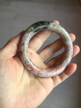 Load image into Gallery viewer, 53.3mm 100% natural pink brown black chubby round cut rose stone (Rhodonite)bangle SY121
