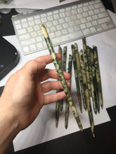 Load image into Gallery viewer, 100% Natural Mottled Green, Olive, and Creamy Yellow Camouflage Color Xiu Jade (Serpentine) Hairpin Group AW60
