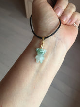 Load image into Gallery viewer, Type A 100% Natural icy watery light green sunny geen purple white clear jadeite jade cute baby bear pendant PH114 Add on item
