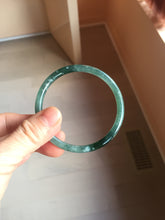Load image into Gallery viewer, 56mm Certified Type A 100% Natural dark green/blue/gray/yellow with Guatemala slim round cut Jadeite bangle PE37-5876
