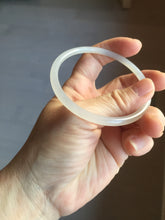 Load image into Gallery viewer, 57.8mm Certified 100% Natural icy white/gray/pale pink(淡藕粉) slim round cut nephrite jade bangle HN42-9074

