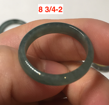 Load image into Gallery viewer, 100% natural type A icy watery light green/blue/gray  Guatemala jadeite jade band ring R118
