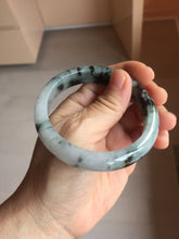 Load image into Gallery viewer, 57.2mm certified 100% natural Type A dark green black purple white Blooming Ink(水墨花开) jadeite jade bangle PB293-0507
