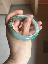 Load image into Gallery viewer, 54.2mm certified 100% natural Type A sunny green gray carved and golden-painted round cut jadeite jade bangle PJ66
