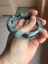 Load image into Gallery viewer, 53.5mm certified 100% natural Type A dark green black white Blooming Ink(水墨花开) jadeite jade bangle PB292-0508

