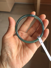 Load image into Gallery viewer, 56.5mm Certified Type A 100% Natural icy watery dark green/blue/gray with Guatemala slim round cut Jadeite bangle PH16-2354
