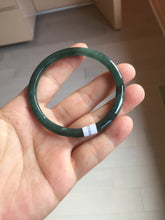 Load image into Gallery viewer, 54.1mm Certified Type A 100% Natural dark green/blue/gray with Guatemala slim round cut Jadeite bangle PJ99-2457
