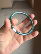 Load image into Gallery viewer, 58.3mm Certified Type A 100% Natural dark green/blue/gray Guatemala slim round cut Jadeite bangle PF12-5875
