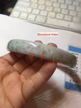 Load image into Gallery viewer, 78.5mm certified Type A 100% Natural light green sunny green purple white plus size flat style Jadeite Jade bangle J131-2213
