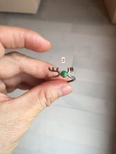 Load image into Gallery viewer, 100% natural type A sunny green white clear four-prong jadeite jade ring group PC7
