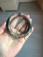 Load image into Gallery viewer, 56mm 100% natural pink/black/brown/yellow chubby round cut rose stone (Rhodonite) bangle AW35
