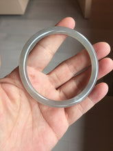 Load image into Gallery viewer, 58.5mm Certified 100% Natural Icy Watery Gray Very Light Smoky Purple (烟紫)  round cut Nephrite Bangle HN228-9110
