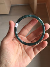 Load image into Gallery viewer, 58mm Certified Type A 100% Natural dark green/blue/gray/black gradient Guatemala slim round cut Jadeite bangle PE88-5516
