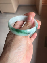 Load image into Gallery viewer, 50.9mm 100% natural type A sunny green light green Mountains Unfold in Succession(两岸青山次第出) green jadeite bangle PB270-1031
