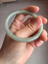 Load image into Gallery viewer, 54.7mm Certified type A 100% Natural light green gray black slim round cut Jadeite bangle PA194-2460
