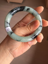 Load image into Gallery viewer, 58.8mm certified 100% natural type A dark green white with green floating flowers jadeite bangle PH77-5859
