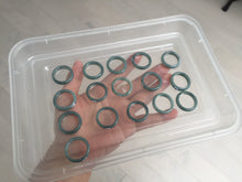 Load image into Gallery viewer, Size 7 3/4 100% natural type A light dark green blue black gray Guatemala jadeite band ring group AA113
