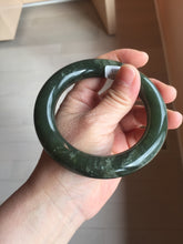 Load image into Gallery viewer, 59mm certified 100% Natural dark green/gray/black (nebula dust) chubby round cut nephrite Jade bangle HN126-0205
