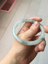 Load image into Gallery viewer, 58.5mm certified 100% natural Type A white dark green ink painting (水墨) round cut jadeite jade bangle PC160-3157
