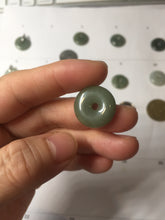 Load image into Gallery viewer, 17.5-20mm Type A 100% Natural oily dark green black gray(老油青) Jadeite Safety Guardian Button donuts pendant group PH237
