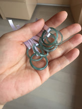 Load image into Gallery viewer, 18.8mm size 8 3/4 100% natural type A icy watery green/blue slim style Guatemala jadeite jade band ring group PE78
