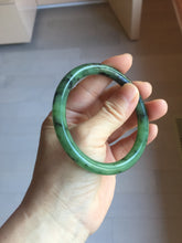 Load image into Gallery viewer, 58mm Certified 100% Natural Fresh Young Green/Dark Green/Black Green Ink Painting (绿水墨) Round Cut Nephrite (Wulanhai 乌兰海碧玉) Bangle HN150-7311
