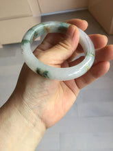 Load image into Gallery viewer, 55mm 100% Natural type A green white green floating flowers carved and golden-painted Jadeite Jade bangle PA168-2337
