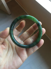 Load image into Gallery viewer, 57mm Certified 100% Natural Fresh Young Green/Dark Green/Black Green Ink Painting (绿水墨) Round Cut Nephrite (Wulanhai 乌兰海碧玉) Bangle HN151-7331
